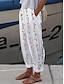 abordables fondos gráficos-Mujer Pantalones de lino Pantalones anchos Mezcla Lino Algodón Bolsillos laterales Holgado Estampado Longitud total Blanco Verano