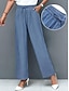 cheap Women&#039;s Cotton Linen Pants-Women&#039;s Jeans Pants Trousers Pocket Baggy Plain High Waist Full Length Robin&#039;s Egg Blue Summer