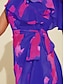 Χαμηλού Κόστους print casual φόρεμα-Μίντι ασύμμετρο φόρεμα με βολάν με γραβάτα μπροστά