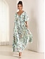 cheap Print Dresses-Women&#039;s Polyester Floral V Neck Flutter Sleeve Midi Dress Short Sleeve Summer