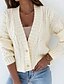 economico Felpe e Sweatshirt Texturizzati-Per donna Cardigan Elegante Informale Tinta unica Cavi A V Bottoni Manica lunga Top regolari Maglia Giornaliero Bianco Giallo Primavera Autunno