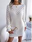 preiswerte Strickkleider-Damen strickkleid Minikleid Elegant Stilvoll Glatt Täglich Rundhalsausschnitt Langarm 2023 Lockere Passform Weiß Rosa Blau S M L