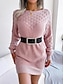 preiswerte Strickkleider-Damen strickkleid Minikleid Elegant Stilvoll Glatt Täglich Rundhalsausschnitt Langarm 2023 Lockere Passform Weiß Rosa Blau S M L
