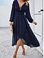 preiswerte Chiffonkleider-Damen Casual kleid Maxidress plus hoch niedrig Rüschensaum Arbeit Verabredung Elegant Maxi V Ausschnitt Langarm Schwarz Rote Marineblau Farbe