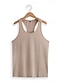 billige Fitness-tanktops-Herre Tanktop Vest Top Underskorte Ærmeløs skjorte Uden ærmer Rund hals Sommer Vanlig Pit Strip Mode Designer Muskel udendørs Træningscenter I-byen-tøj Hvid Kakifarvet Top T-shirt til mænd