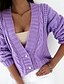 economico Felpe e Sweatshirt Texturizzati-Per donna Cardigan Elegante Informale Tinta unica Cavi A V Bottoni Manica lunga Top regolari Maglia Giornaliero Bianco Giallo Primavera Autunno