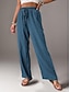 abordables Pantalon droit-Femme Pantalon Mode Longue Plein Poches latérales Conception de cordon élastique Respirabilité Confortable Micro-élastique Casual Quotidien Noir Bleu Marron Vert Printemps été Standard
