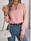 voordelige Elegante topjes-Dames Blouse Effen Kleur Effen Stijlvol Modern Lange mouw V-hals Werk Geplooid Wit Blozend Roze Rood Groen Lente Herfst Winter