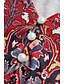 abordables T-shirt Boho-Mujer Camiseta Henley Shirt Floral Cosecha Étnico Diario Básico Manga 3/4 Escote en Pico Tops regulares Festivos Fin de semana Botones Estampado Rojo Morado Verde Trébol Caqui Gris Otoño invierno