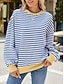 ieftine Magazin grafic Sweatshirts &amp; Hanorace-hanorac de damă pulover casual în dungi îmbrăcăminte de zi cu zi ieșire cu gât roșu imprimeu mânecă lungă negru roșu albastru violet primăvară toamnă iarnă