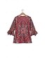 abordables T-shirt Boho-Mujer Camiseta Henley Shirt Floral Cosecha Étnico Diario Básico Manga 3/4 Escote en Pico Tops regulares Festivos Fin de semana Botones Estampado Rojo Morado Verde Trébol Caqui Gris Otoño invierno