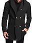 abordables Manteaux &amp; vestes-Homme Caban Trench du quotidien Vacances Automne hiver Polyester Doux Vêtements d&#039;extérieur Vêtement Tenue Mode Classique Plein Poche Capuche Double Boutonnage