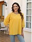 ieftine Topuri simple pentru femei-Pentru femei Cămașă Culoare solidă Floral Casual Boho Lungime Manșon 3/4 Cu Mâneci La Cot Stil Nautic Topuri obișnuite Vacanță Petrecere Zilnic Brodat Negru Galben Albastru piscină Toamnă Primavara