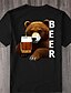 billiga Mäns grafiska t -shirt-Herr Björn Oktoberfestöl T-shirt T-tröja 100 % bomull Kortärmad Grafisk Skjorta Svart Vit Bekväm t-shirt Gata Utomhussport Modedesignerkläder