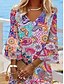 ieftine Rochii boho-Pentru femei Rochie Mini Rochie Semi Formala Rochie Mini Rochie de Vară Rochie A line Stilat Mânecă cu volan Mânecă evazată Vacanță Fit regulat Imprimeu Paisley Lungime Manșon 3/4 În V Magenta Verde