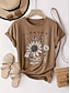 preiswerte Blumen-T-Shirt-Damen 100% Baumwolle T-Shirt Druck Sonnenblume Gänseblümchen Buchstaben Mode Basiskleid kurze Ärmel Rundhalsausschnitt reguläre Oberteile täglich Wochenende Pink Grün Khaki Sommer