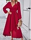 preiswerte Chiffonkleider-Damen Casual kleid Maxidress plus hoch niedrig Rüschensaum Arbeit Verabredung Elegant Maxi V Ausschnitt Langarm Schwarz Rote Marineblau Farbe