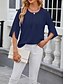 preiswerte Damen Einfache Oberteile-Hemd Bluse Damen Weiß Rosa Wein Glatt Sexy Strasse Täglich Modisch Rundhalsausschnitt Regular Fit S
