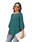 ieftine Topuri simple pentru femei-Pentru femei Cămașă Culoare solidă Floral Casual Boho Lungime Manșon 3/4 Cu Mâneci La Cot Stil Nautic Topuri obișnuite Vacanță Petrecere Zilnic Brodat Negru Galben Albastru piscină Toamnă Primavara