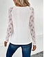 cheap Women&#039;s Blouses &amp; Shirts-Women&#039;s Blouse Solid Color Lace Eyelet Daily Elegant Long Sleeve V Neck White Spring Fall