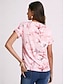voordelige Dames T-shirts-Dames T-shirt Henley-shirt Bloemig nappi Uitknippen Afdrukken Feestdagen Weekend Basic Korte mouw V-hals Blozend Roze