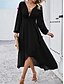 preiswerte Chiffonkleider-Damen Casual kleid Maxidress plus hoch niedrig Rüschensaum Arbeit Verabredung Elegant Maxi V Ausschnitt Langarm Schwarz Rote Marineblau Farbe
