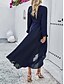 preiswerte Chiffonkleider-Damen Casual kleid Maxidress plus hoch niedrig Rüschensaum Arbeit Verabredung Elegant Maxi V Ausschnitt Langarm Schwarz Rote Marineblau Farbe
