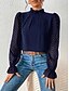 voordelige Elegante topjes-Overhemd Blouse Geklede topjes Dames Wit Blozend Roze Marineblauw Effen Netstof Straat Dagelijks Modieus Hoge nek Normale pasvorm S