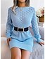 preiswerte Strickkleider-Damen strickkleid Minikleid Elegant Stilvoll Glatt Täglich Rundhalsausschnitt Langarm 2023 Lockere Passform Weiß Rosa Blau S M L