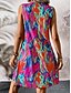 ieftine Rochii Art&amp;Design-WOMEN&#039;S MINI DRESS PETITE DRESS T SHIRT DRESS TEE DRESS SHIFT DRESS TANK DRESS BOHEMIA STYLISH SEXY VACATION CASUAL BEACH REGULAR FIT FLORAL SLEEVELESS U NECK COLOURFUL LIGHT PURPLE PURPLE