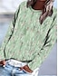 cheap Women&#039;s T-shirts-Women&#039;s T shirt Tee Floral Print Holiday Weekend Basic Long Sleeve Round Neck Light Green Fall &amp; Winter