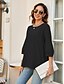 ieftine Topuri simple pentru femei-Pentru femei Cămașă Culoare solidă Floral Casual Boho Lungime Manșon 3/4 Cu Mâneci La Cot Stil Nautic Topuri obișnuite Vacanță Petrecere Zilnic Brodat Negru Galben Albastru piscină Toamnă Primavara