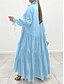 abordables robe longue noire-robe noire Robe chemise Femme Robe Maxi A Volants Soirée Travail basique Grande occasion Col de Chemise manche longue Standard Noir Blanche Bleu S M L XL 2XL