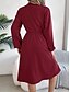 ieftine rochie midi neagra-Pentru femei Rochie de lucru Rochie A line Modă Zilnic Moda de lucru Episcop Rochii Midi Plisată Buton Guler Cămașă Manșon Lung Simplu Fit regulat Negru Roșu Vin Kaki Primăvară Toamnă S M L XL