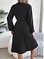 ieftine rochie midi neagra-Pentru femei Rochie de lucru Rochie A line Modă Zilnic Moda de lucru Episcop Rochii Midi Plisată Buton Guler Cămașă Manșon Lung Simplu Fit regulat Negru Roșu Vin Kaki Primăvară Toamnă S M L XL