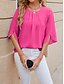preiswerte Damen Einfache Oberteile-Hemd Bluse Damen Weiß Rosa Wein Glatt Sexy Strasse Täglich Modisch Rundhalsausschnitt Regular Fit S
