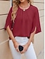 preiswerte Damen Einfache Oberteile-Hemd Bluse Damen Weiß Rosa Wein Glatt Sexy Strasse Täglich Modisch Rundhalsausschnitt Regular Fit S