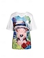 cheap Women&#039;s T-shirts-Women&#039;s T Shirt Casual Print Short Sleeve Regular Tops V Neck Daily White Summer