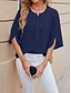 preiswerte Damen Einfache Oberteile-Hemd Bluse Damen Weiß Rosa Wein Glatt Sexy Strasse Täglich Modisch Rundhalsausschnitt Regular Fit S