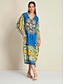 cheap Print Casual Dress-Satin Caftan Bandana Print Raglan Sleeve Midi Dress