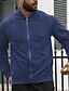 billige Faux suede jakker-Herre Letvægts jakke Bomberjakke Imiteret ruskindsjakke bomber læderjakke Daglig Ferierejse Lomme Efterår vinter Vanlig Mode Klassisk Høj krave Normal Sort Navyblå Kongeblå Kakifarvet militærgrøn