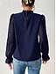 voordelige Elegante topjes-Overhemd Blouse Geklede topjes Dames Wit Blozend Roze Marineblauw Effen Netstof Straat Dagelijks Modieus Hoge nek Normale pasvorm S
