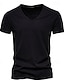 baratos Camisetas de Algodão e Linho-Comércio exterior verão nova camiseta masculina de manga curta com decote em v casual masculina camiseta de cor sólida masculina
