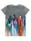 voordelige Dieren thee-Dames T-shirt Paard Kleurgradatie Casual Korte mouw Strakke ronde hals Normale tops Dagelijks Afdrukken Grijs Zomer