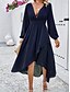 preiswerte Chiffonkleider-Damen Casual kleid Maxidress plus hoch niedrig Rüschensaum Arbeit Verabredung Elegant Maxi V Ausschnitt Langarm Schwarz Rote Marineblau Farbe
