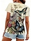 cheap Women&#039;s T-shirts-Women&#039;s T shirt Tee Floral Butterfly Print Daily Stylish Casual Short Sleeve Crew Neck Yellow Summer