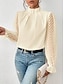 voordelige Elegante topjes-Overhemd Blouse Geklede topjes Dames Wit Blozend Roze Marineblauw Effen Netstof Straat Dagelijks Modieus Hoge nek Normale pasvorm S