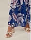 cheap Print Dresses-Women&#039;s Polyester Tiered Dress Floral Button Elastic Waist V Neck Puff Sleeve Maxi Dress Elegant Casual Daily Long Sleeve Summer