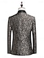 cheap Party Blazer-Men&#039;s Blazer Jacket Tuxedo Shawl Collar Party Luxury Jacquard Blazer Blue khaki Standard Fit Single Breasted One-button