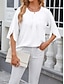 preiswerte Damen Einfache Oberteile-Hemd Bluse Damen Weiß Rosa Wein Glatt Sexy Strasse Täglich Modisch Rundhalsausschnitt Regular Fit S